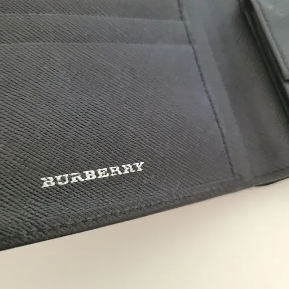Burberry Men Designer Card Coin Bill Wallet 3in1 Black Leather Bifold Medium - Picture 5 of 14